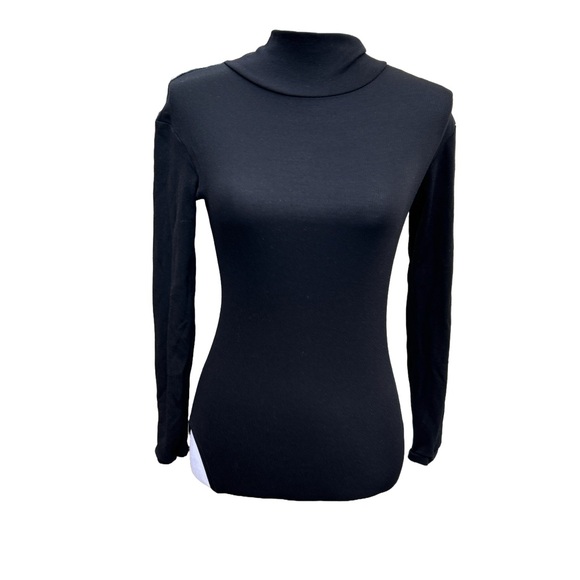black fitted long sleeve top - Picture 1 of 2